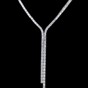15.44 Cts 14k White Gold Emerald Shape Lariat Necklace - Image 3