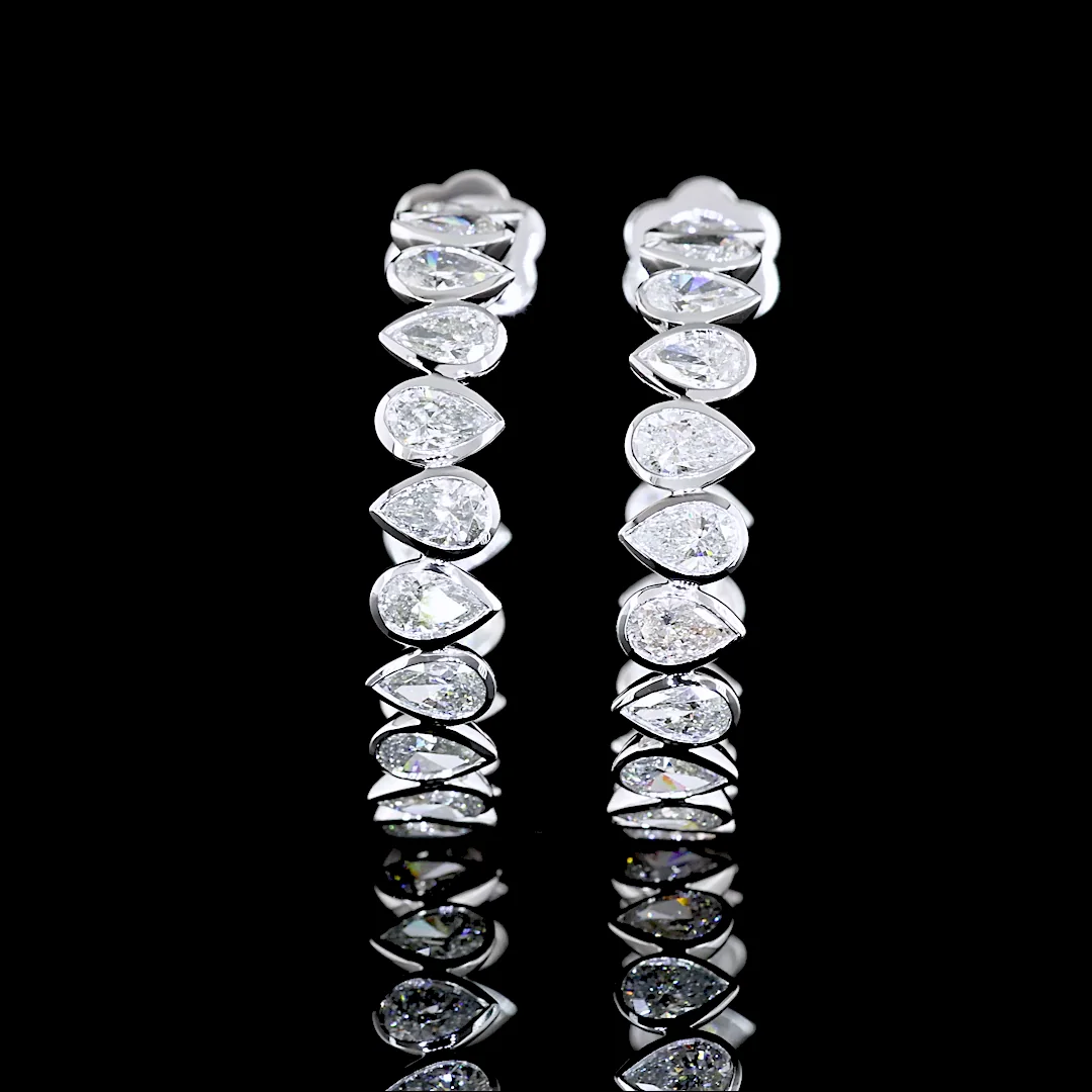 4.87 Cts 14k White Gold Pear Shape C Hoops Earring - Image 3