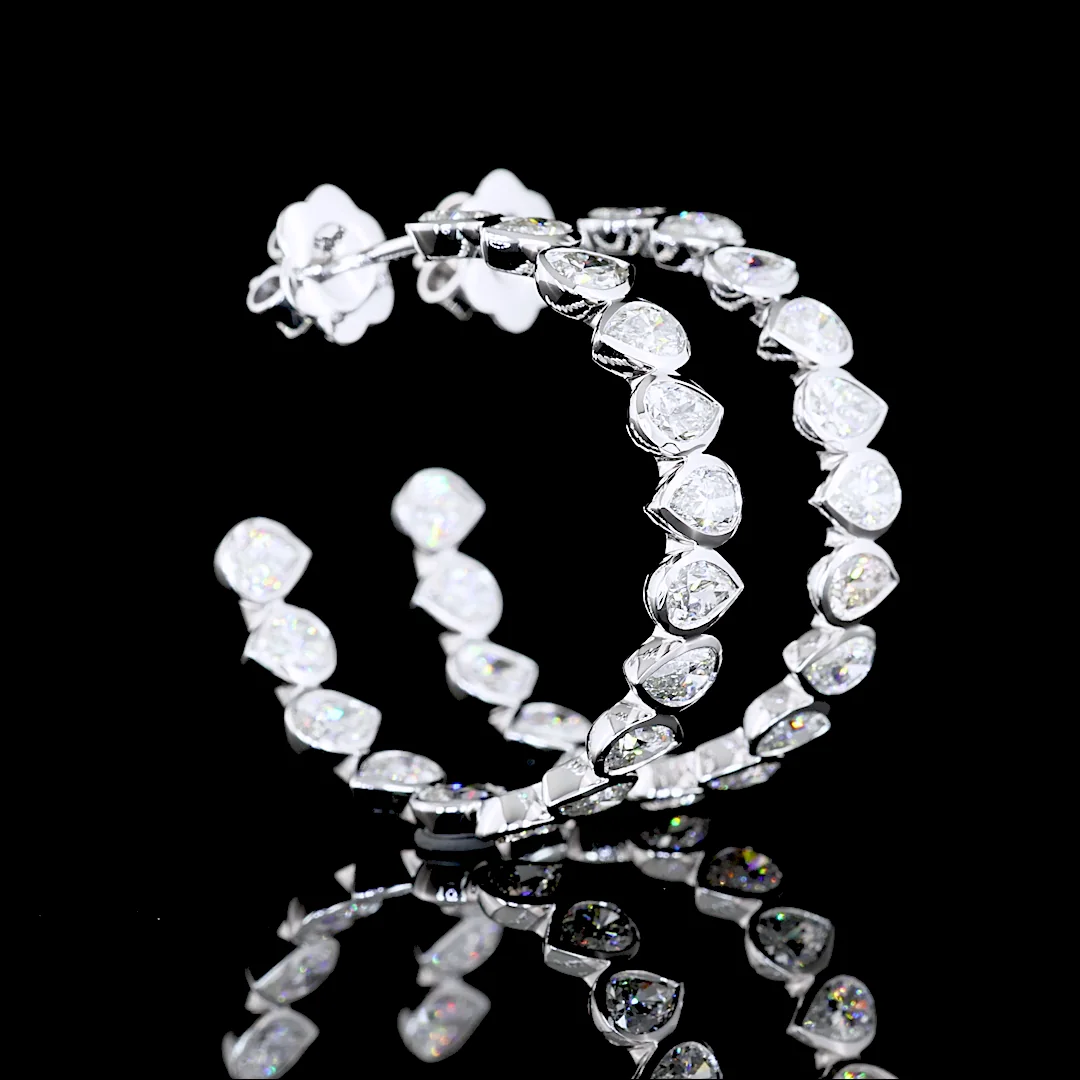 4.87 Cts 14k White Gold Pear Shape C Hoops Earring - Video