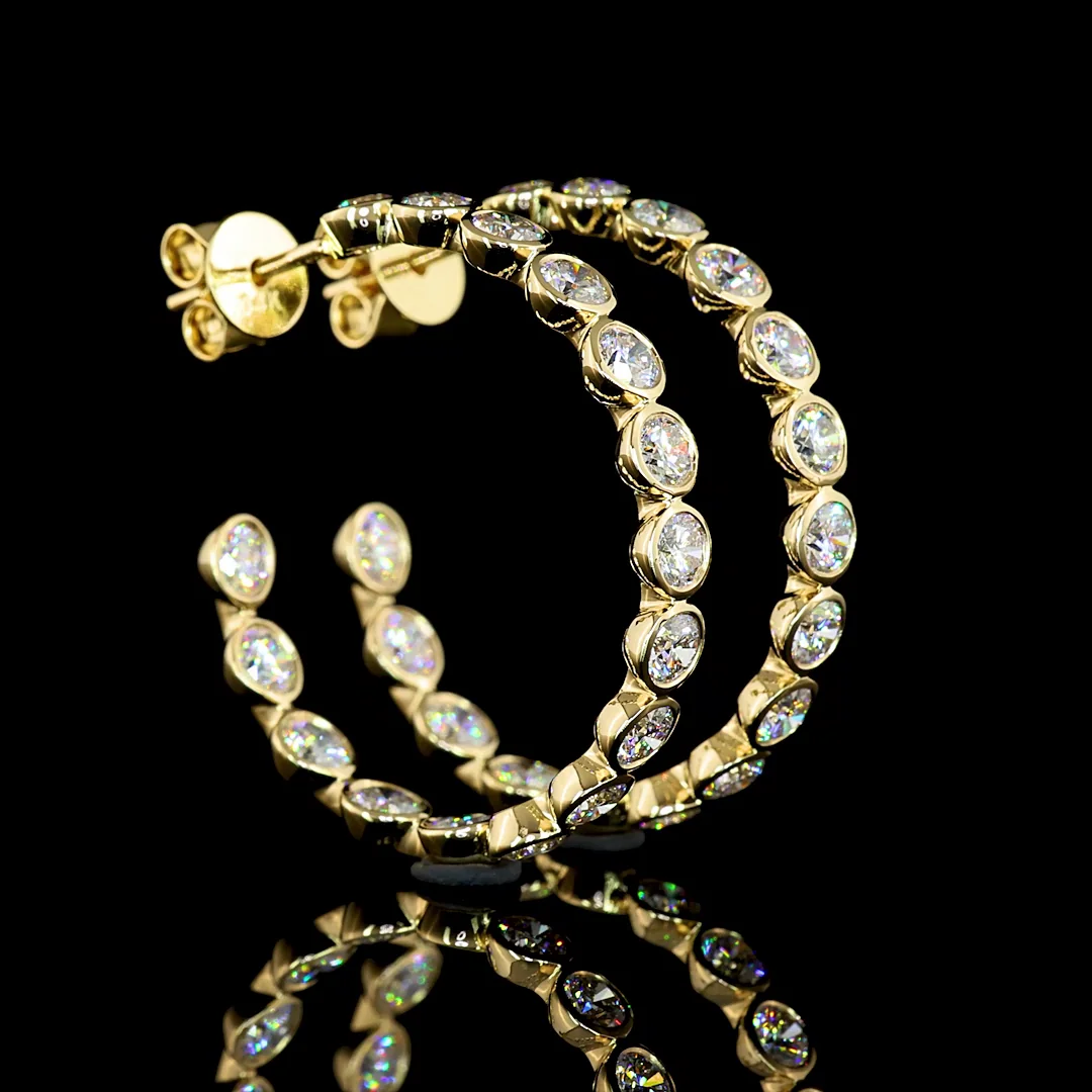 4.89 Cts 14k Yellow Gold Round Shape C Hoops Earring - Image 4