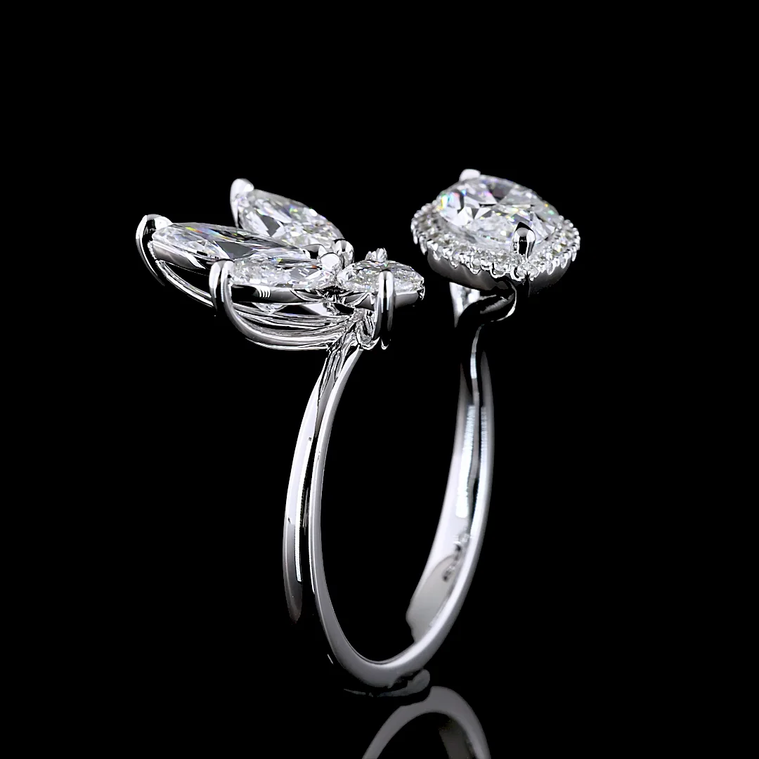 3.01 Cts 14k White Gold Marquise Shape Special Ring - Image 4