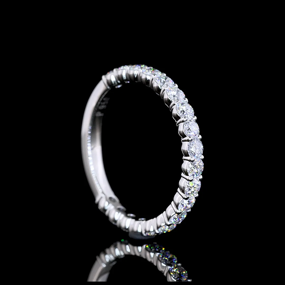 0.83 Cts Platinum Round Shape 3/4 Band Eternity Band - Image 2