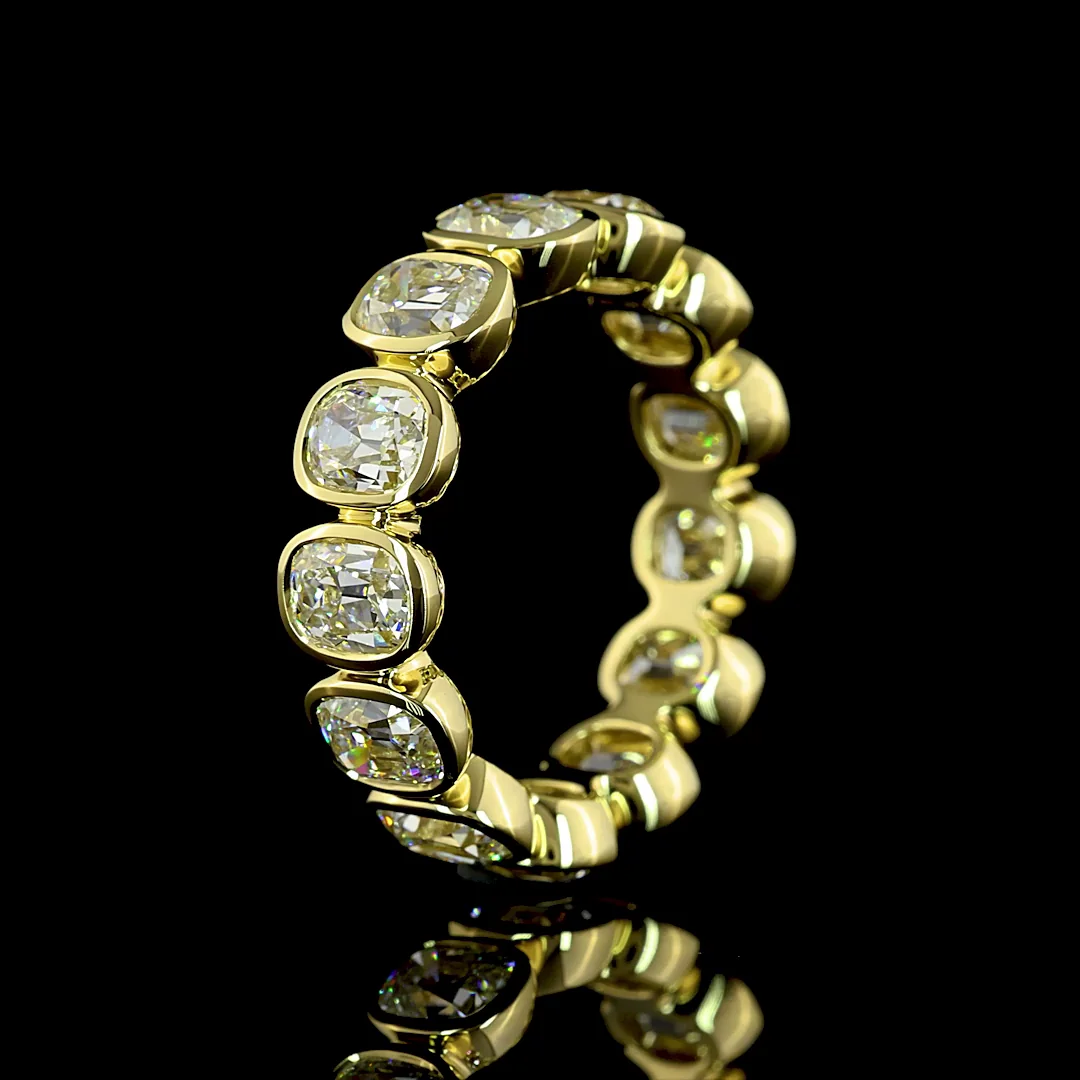 4.69 Cts 14k Yellow Gold Antique Cushion Shape Eternity Band Eternity Band - Image 4