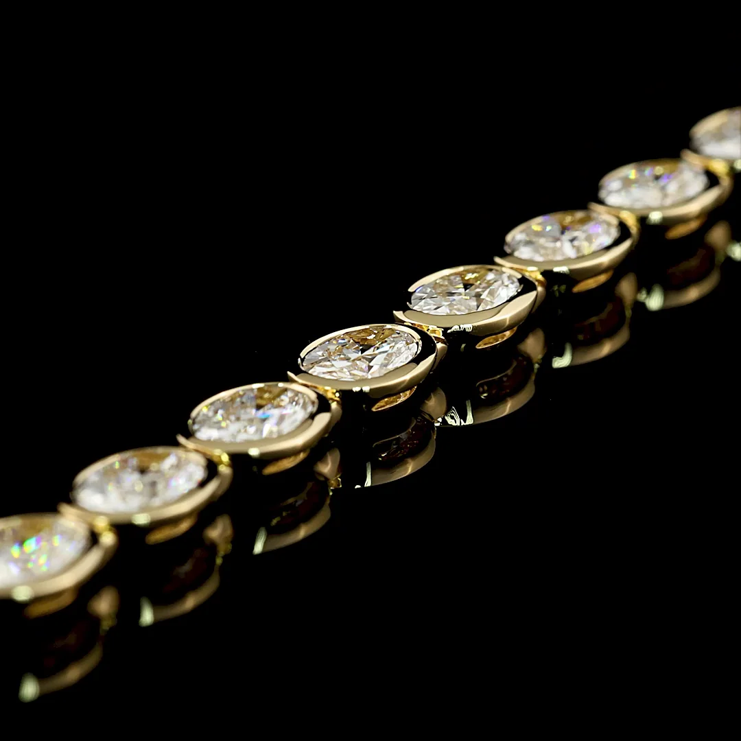 8.19 Cts 14k Yellow Gold Oval Shape Tennis Bracelet - Image 2