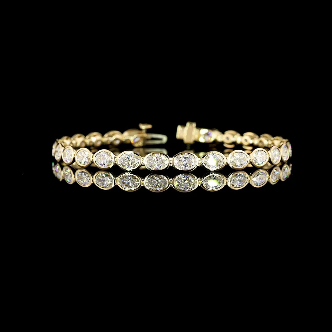 8.19 Cts 14k Yellow Gold Oval Shape Tennis Bracelet - Video
