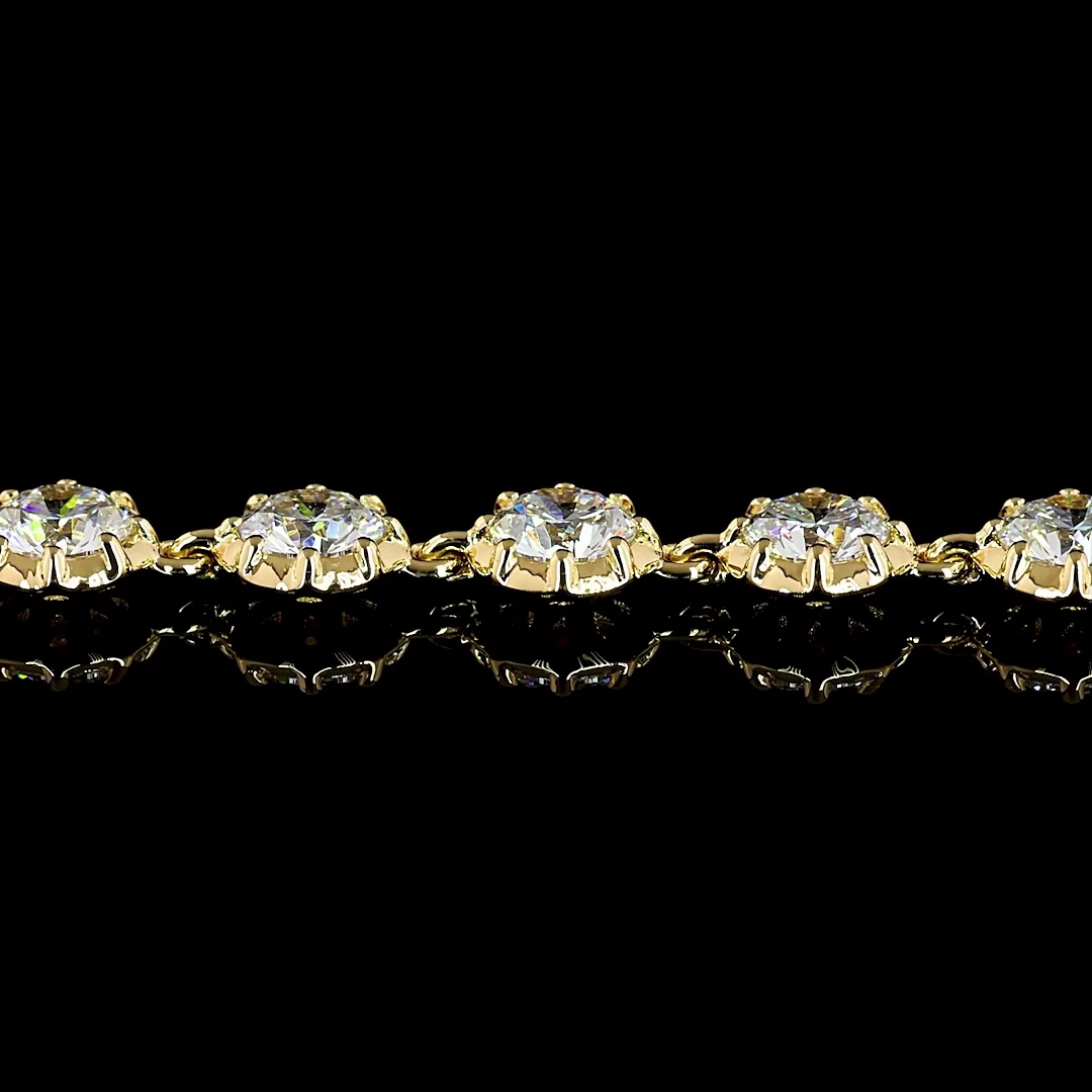 3.9 Cts 18k Yellow Gold Round Shape Tennis Bracelet - Image 2