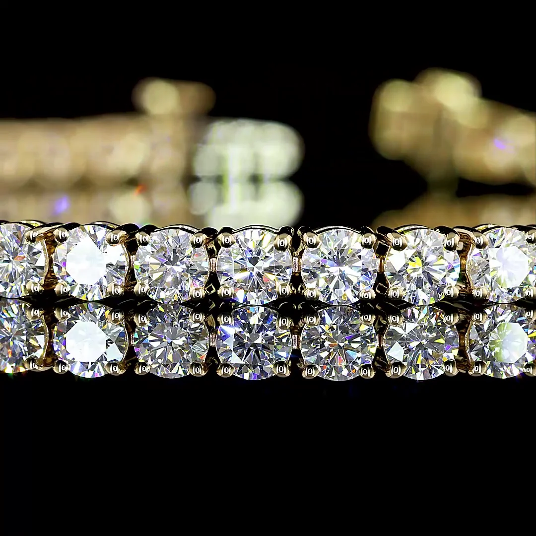 5.95 Cts 14k Yellow Gold Round Shape Tennis Bracelet - Image 2