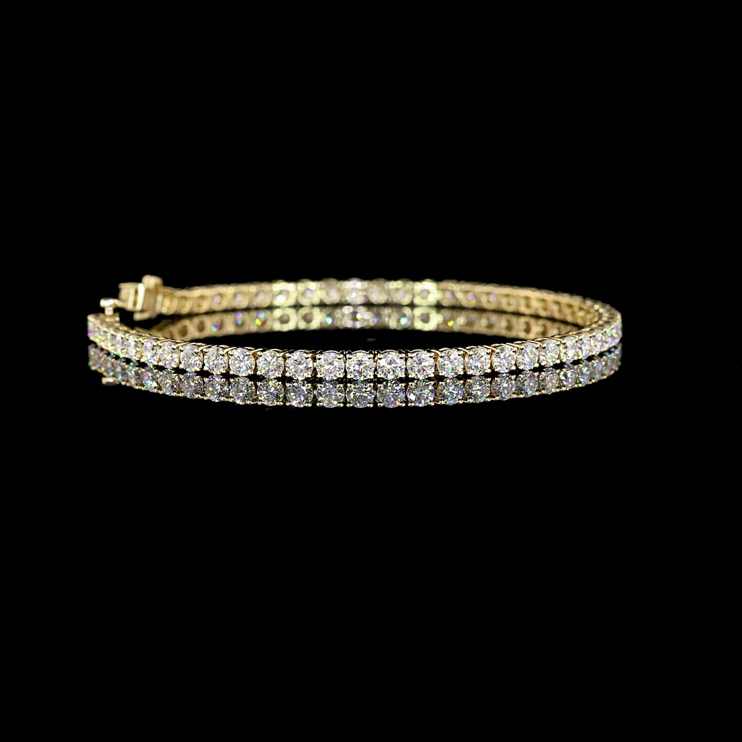 5.95 Cts 14k Yellow Gold Round Shape Tennis Bracelet - Video