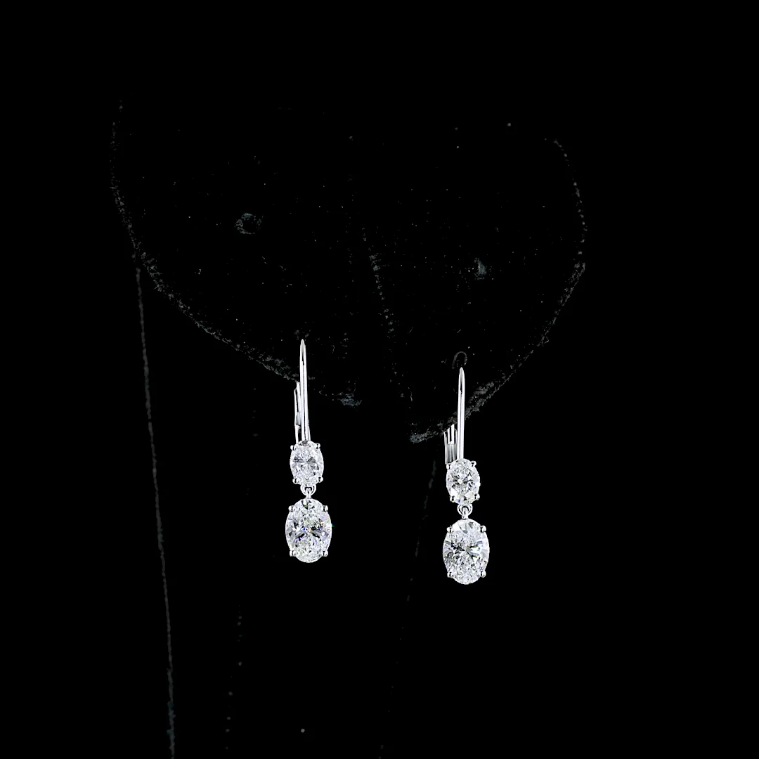 1.42 Cts 14k White Gold Oval Shape Hanging Earring - Video