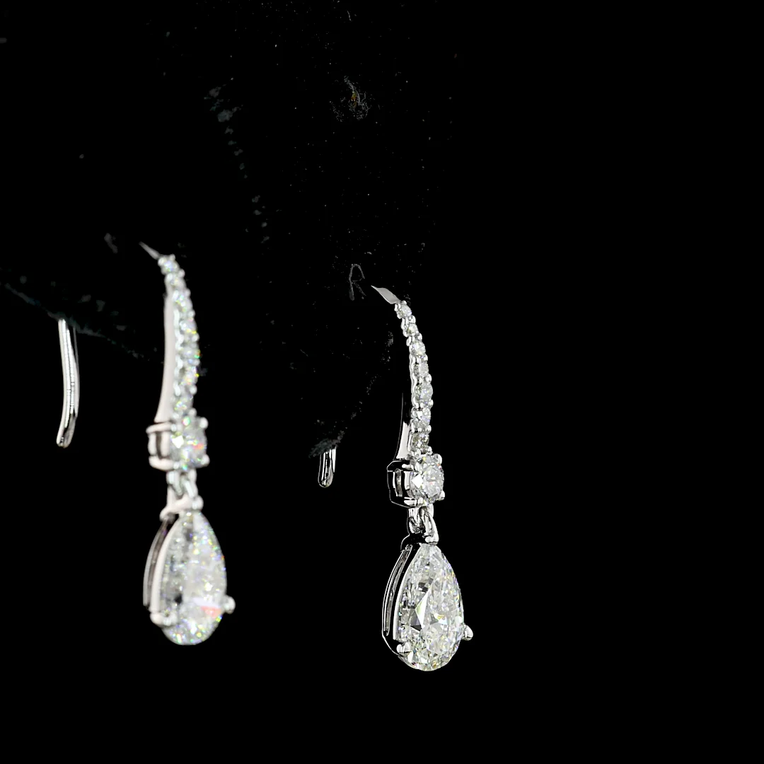 1.16 Cts 14k White Gold Pear Shape Hanging Earring - Image 2
