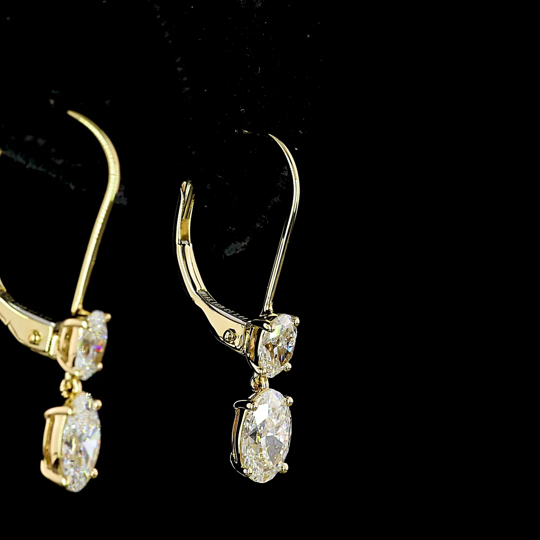 1.44 Cts 14k Yellow Gold Oval Shape Hanging Earring - Image 2