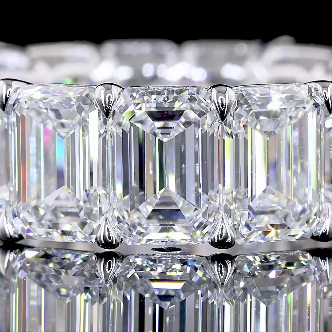 12.33 Cts 14k White Gold Emerald Shape Eternity Band Eternity Band - Image 3