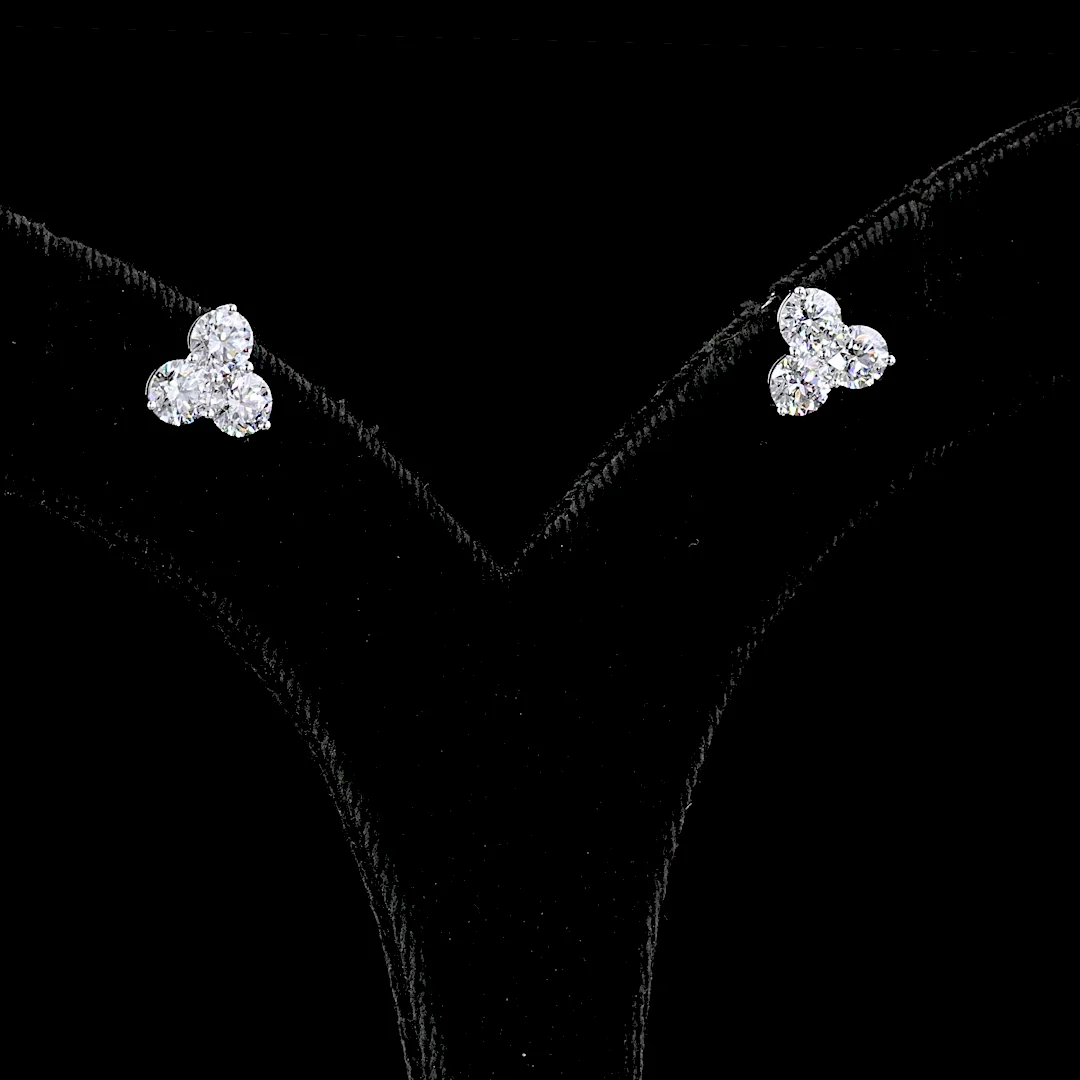1.9 Cts 14k White Gold Round Shape Studs Earring - Video
