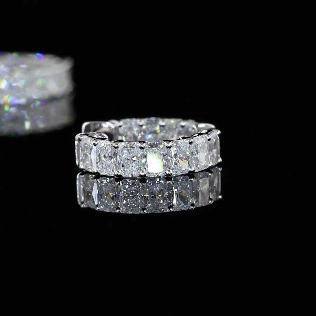 2.01 Cts 14k White Gold Radiant Shape Huggies Earring - Image 4