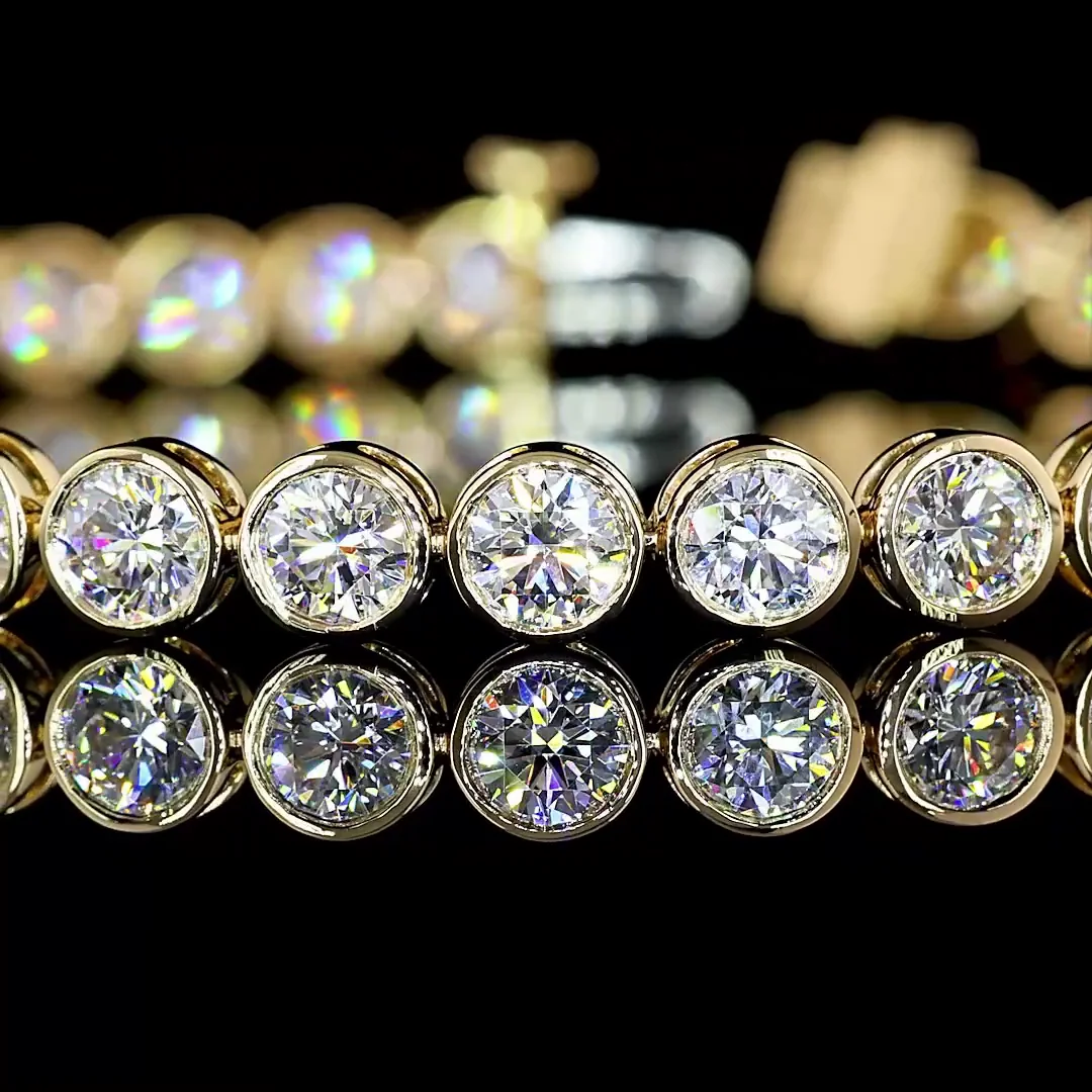 8.89 Cts 14k Yellow Gold Round Shape Tennis Bracelet - Image 2