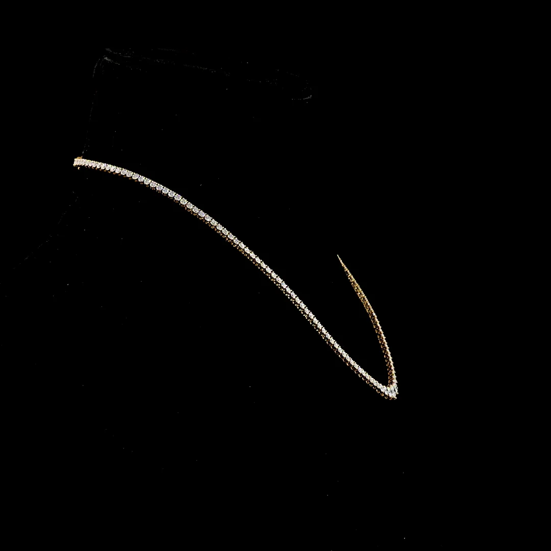 8.34 Cts 18k Yellow Gold Round Shape Riviera Necklace - Video