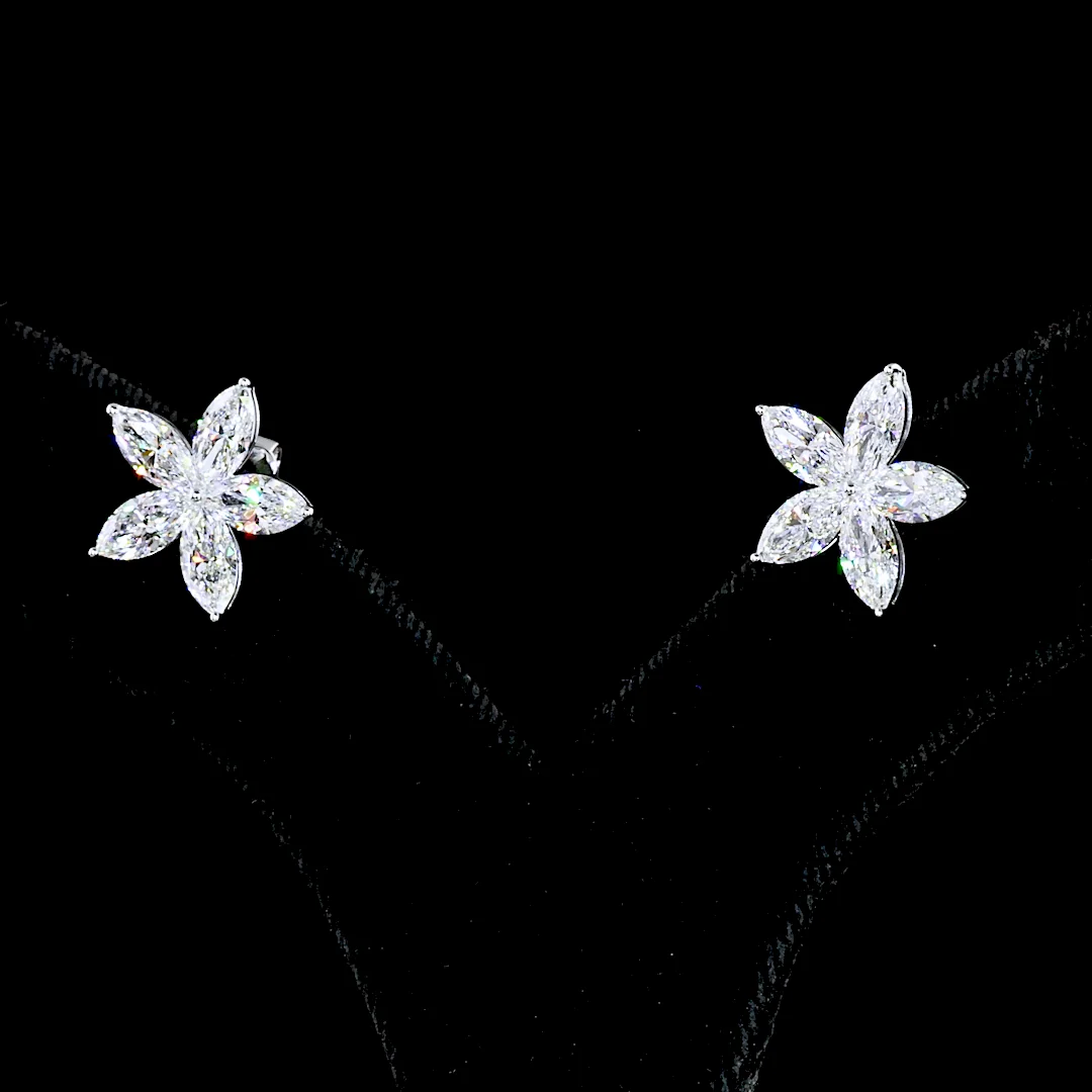3.19 Cts 14k White Gold Marquise Shape Studs Earring - Image 2
