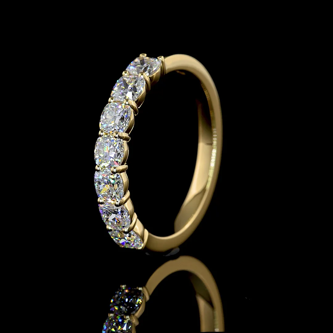 1.13 Cts 14k Yellow Gold Square Cushion Brilliant Shape 7 Stones Eternity Band - Image 4