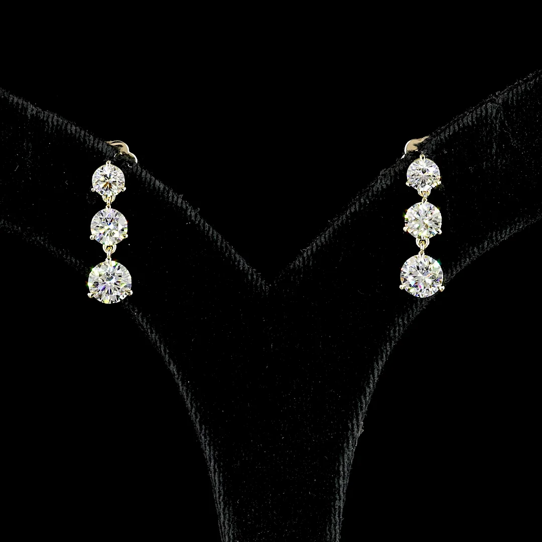 2.9 Cts 14k Yellow Gold Round Shape Hanging Earring - Image 3