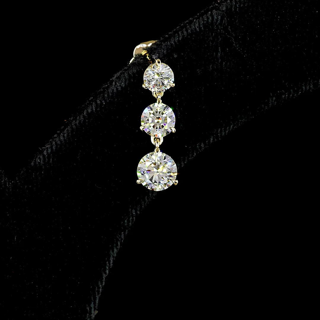 2.9 Cts 14k Yellow Gold Round Shape Hanging Earring - Image 4