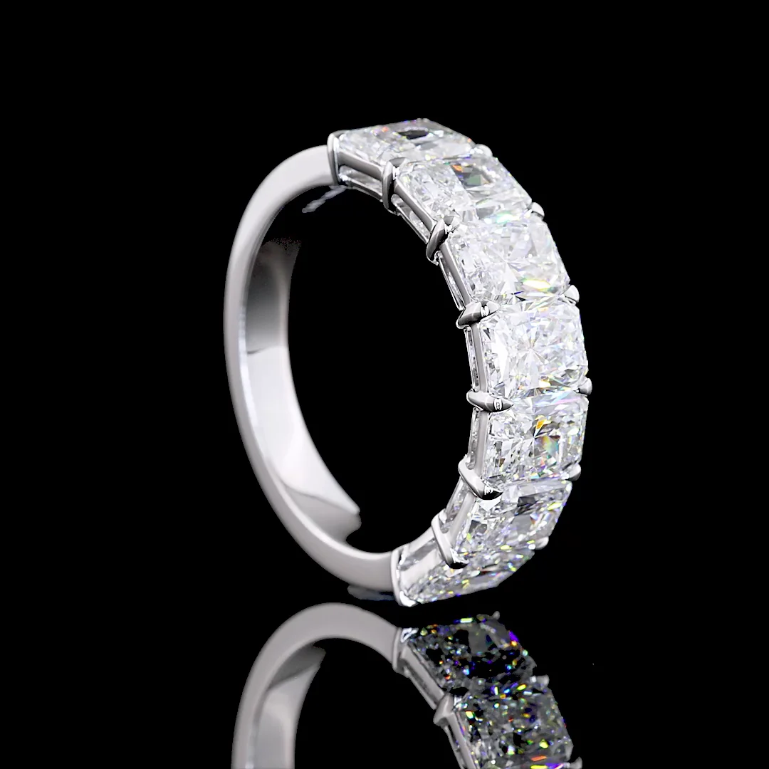 3.98 Cts 14k White Gold Radiant Shape 7 Stones Eternity Band - Image 2