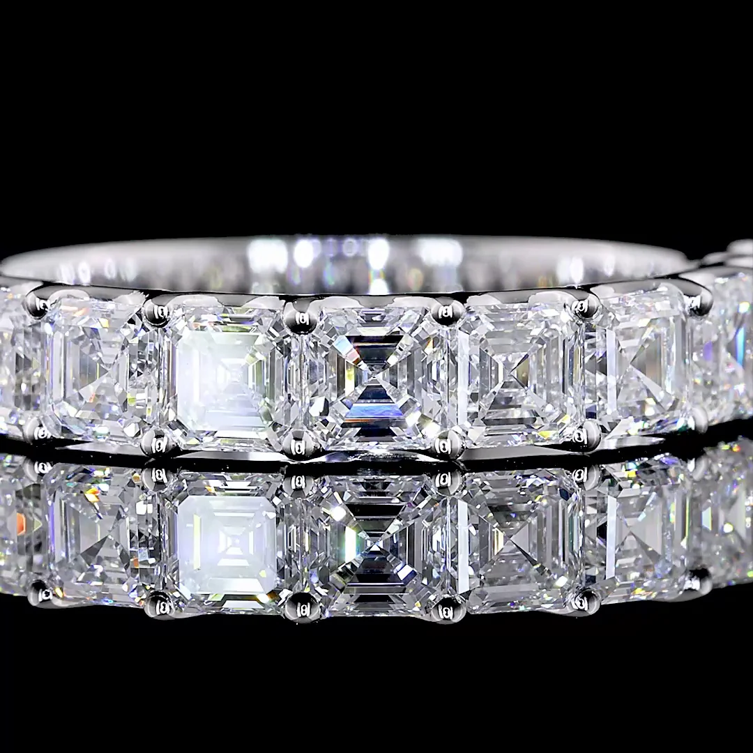 2.01 Cts 14k White Gold Asscher Shape Half Eternity Eternity Band - Image 3