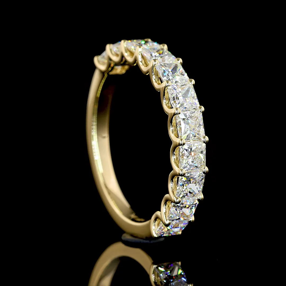 1.94 Cts 14k Yellow Gold Princess Shape Half Eternity Eternity Band - Image 2