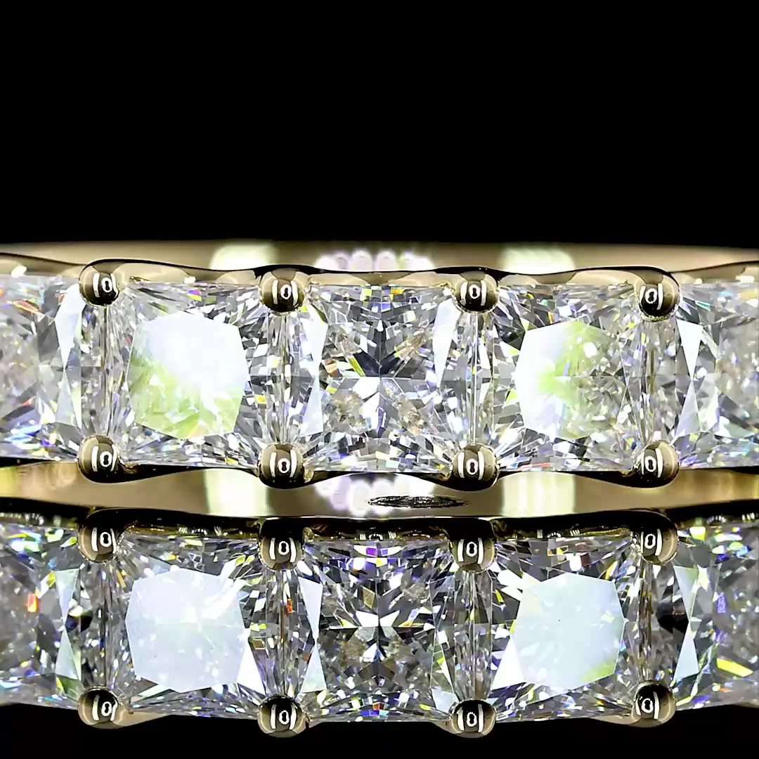 1.94 Cts 14k Yellow Gold Princess Shape Half Eternity Eternity Band - Image 3