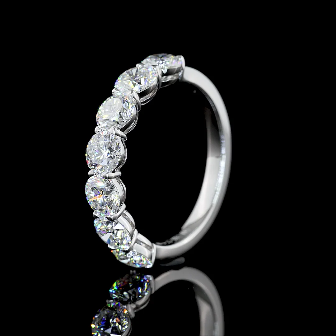 2.09 Cts 14k White Gold Round Shape 7 Stones Eternity Band - Image 4