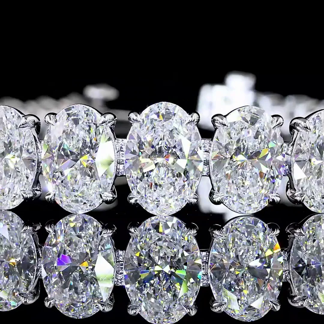 17.85 Cts 14k White Gold Oval Shape Riviera Bracelet - Image 2