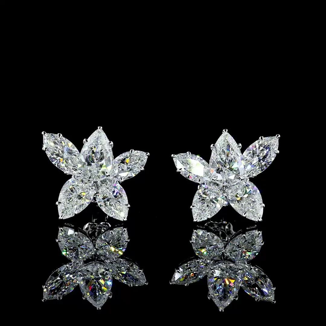 6.33 Cts 14k White Gold Pear Shape Studs Earring - Image 3