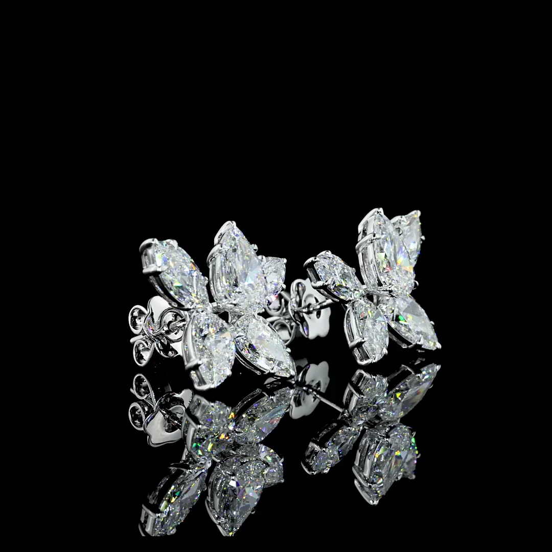 6.33 Cts 14k White Gold Pear Shape Studs Earring - Video