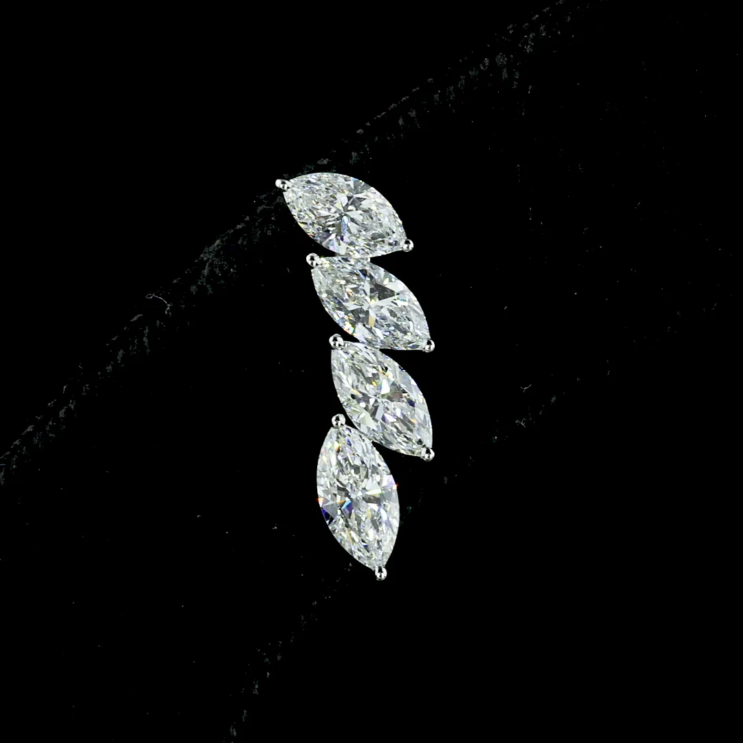 2.64 Cts 14k White Gold Marquise Shape Crawler Earring - Image 2