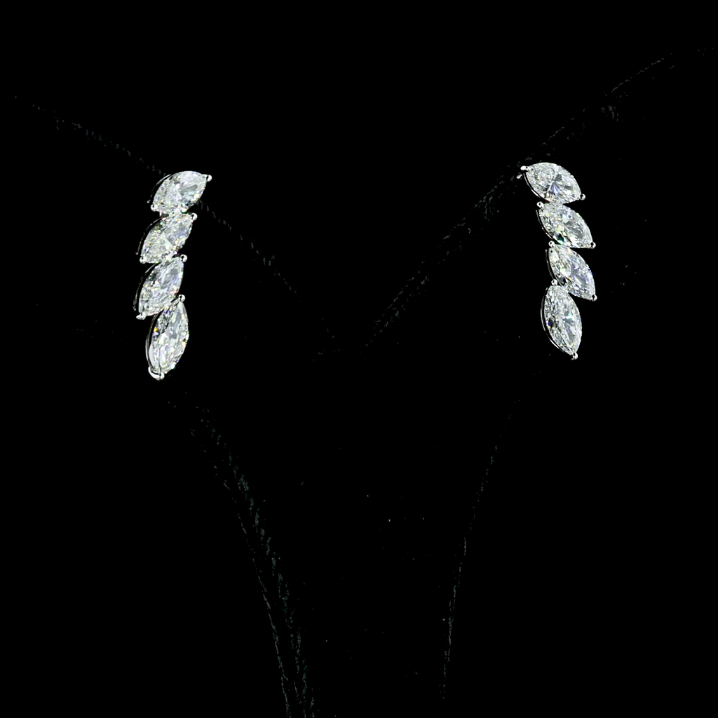 2.64 Cts 14k White Gold Marquise Shape Crawler Earring - Video