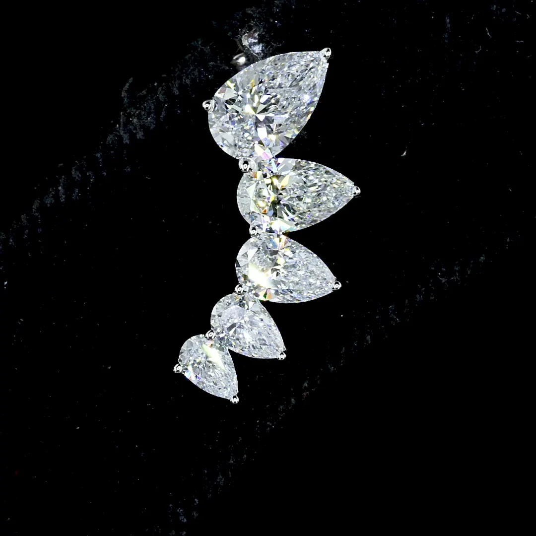 2.03 Cts 14k White Gold Pear Shape Crawler Earring - Image 2