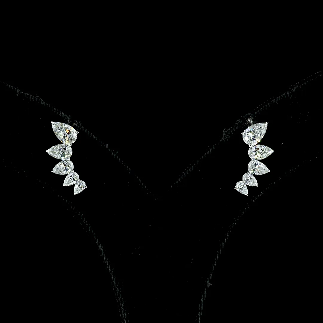 2.03 Cts 14k White Gold Pear Shape Crawler Earring - Image 3