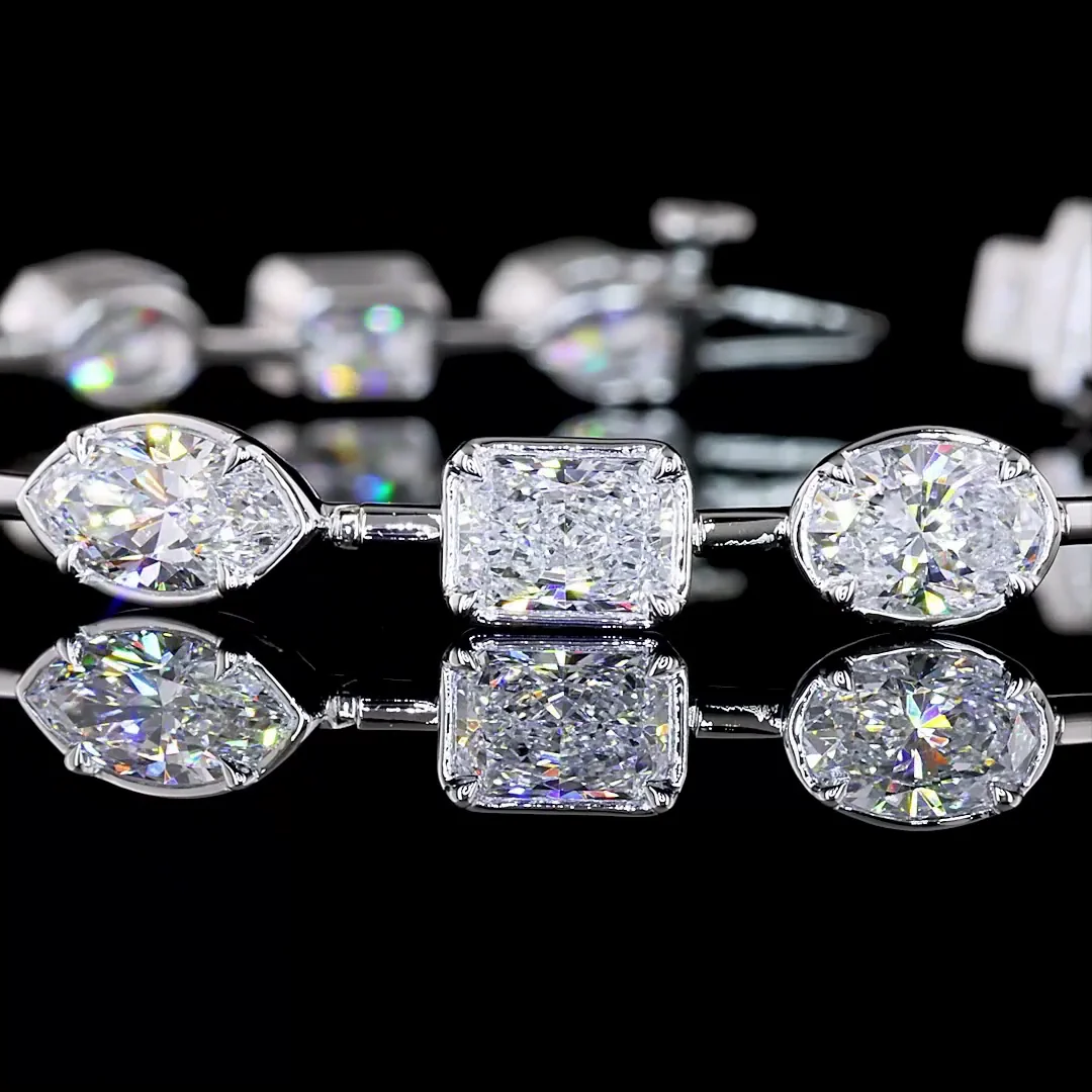 9.23 Cts 14k White Gold Mix Shape Station Bracelet - Image 2