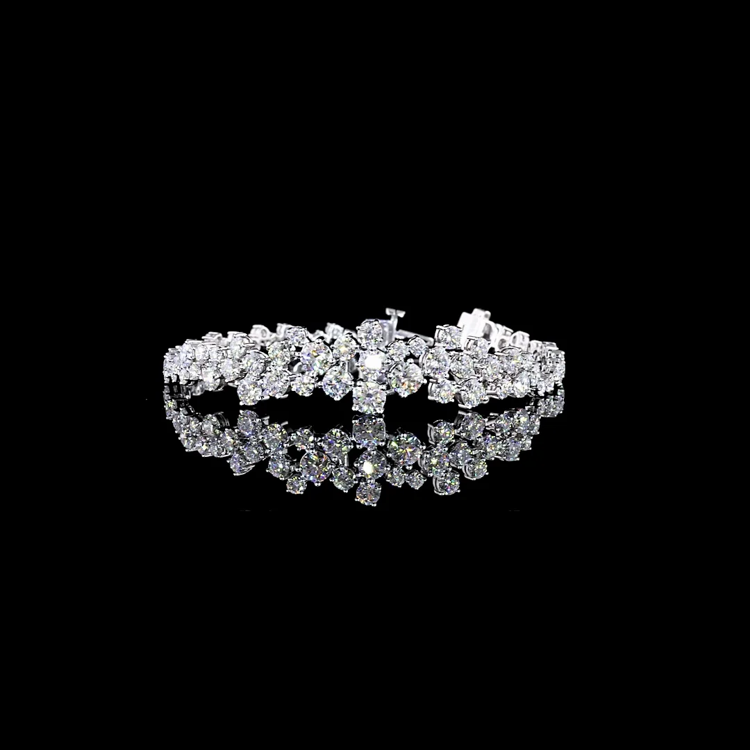 9.74 Cts 14k White Gold Round Shape Special Bracelet - Video