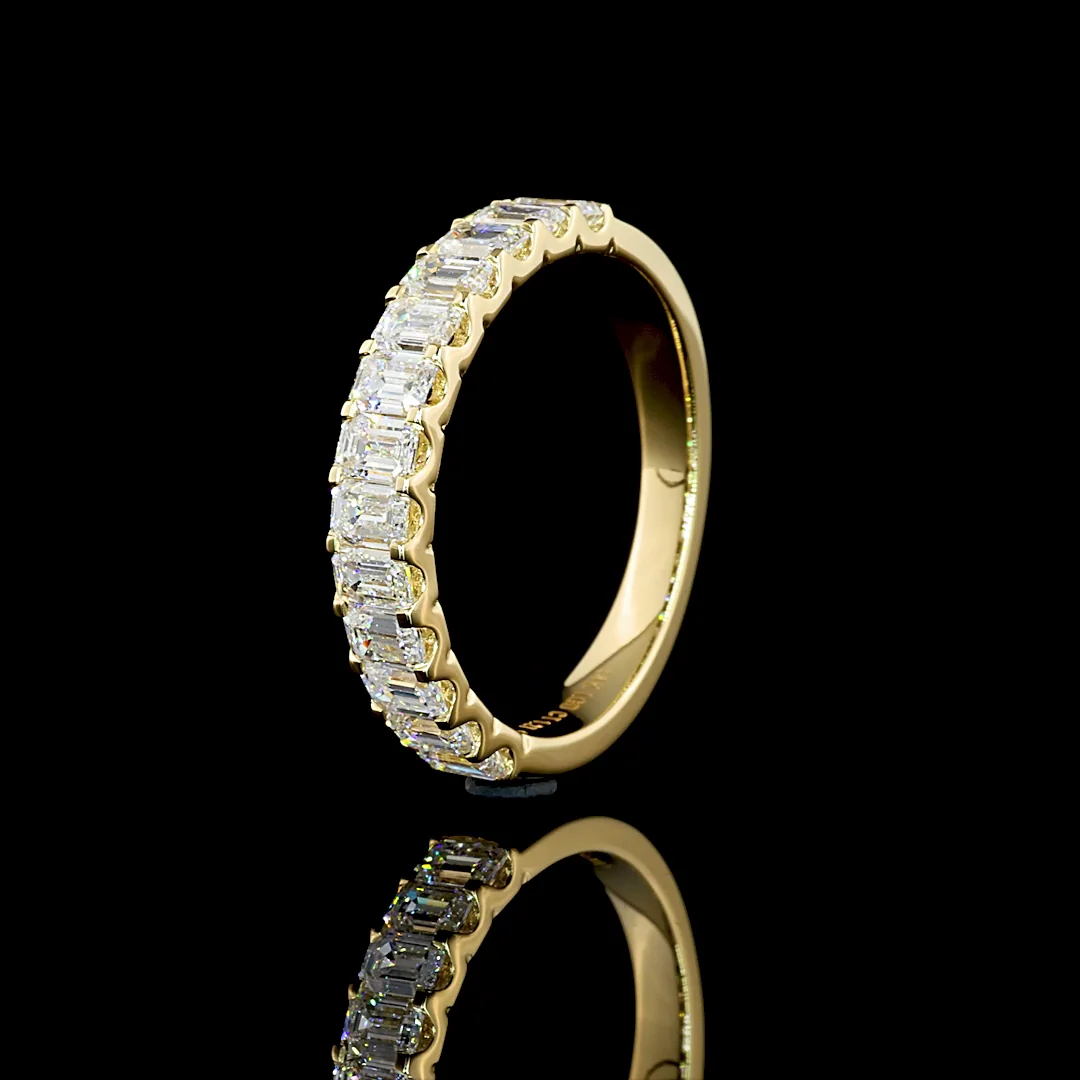 1.27 Cts 14k Yellow Gold Emerald Shape Half Eternity Eternity Band - Image 4