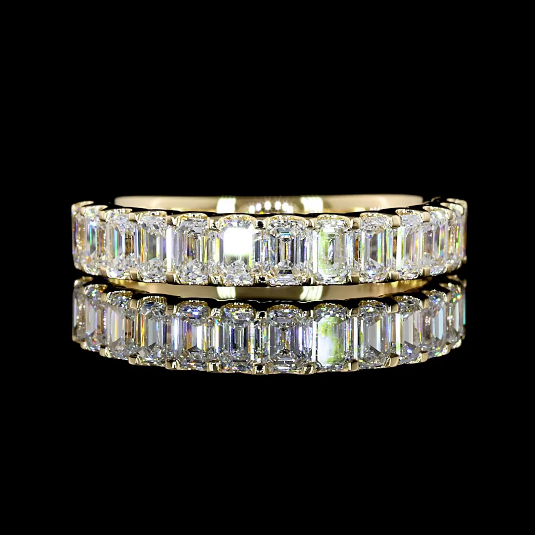 1.27 Cts 14k Yellow Gold Emerald Shape Half Eternity Eternity Band - Video