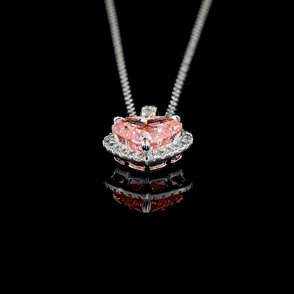 1.58 Cts 14k White Gold Heart Shape Halo Pendant - Image 4