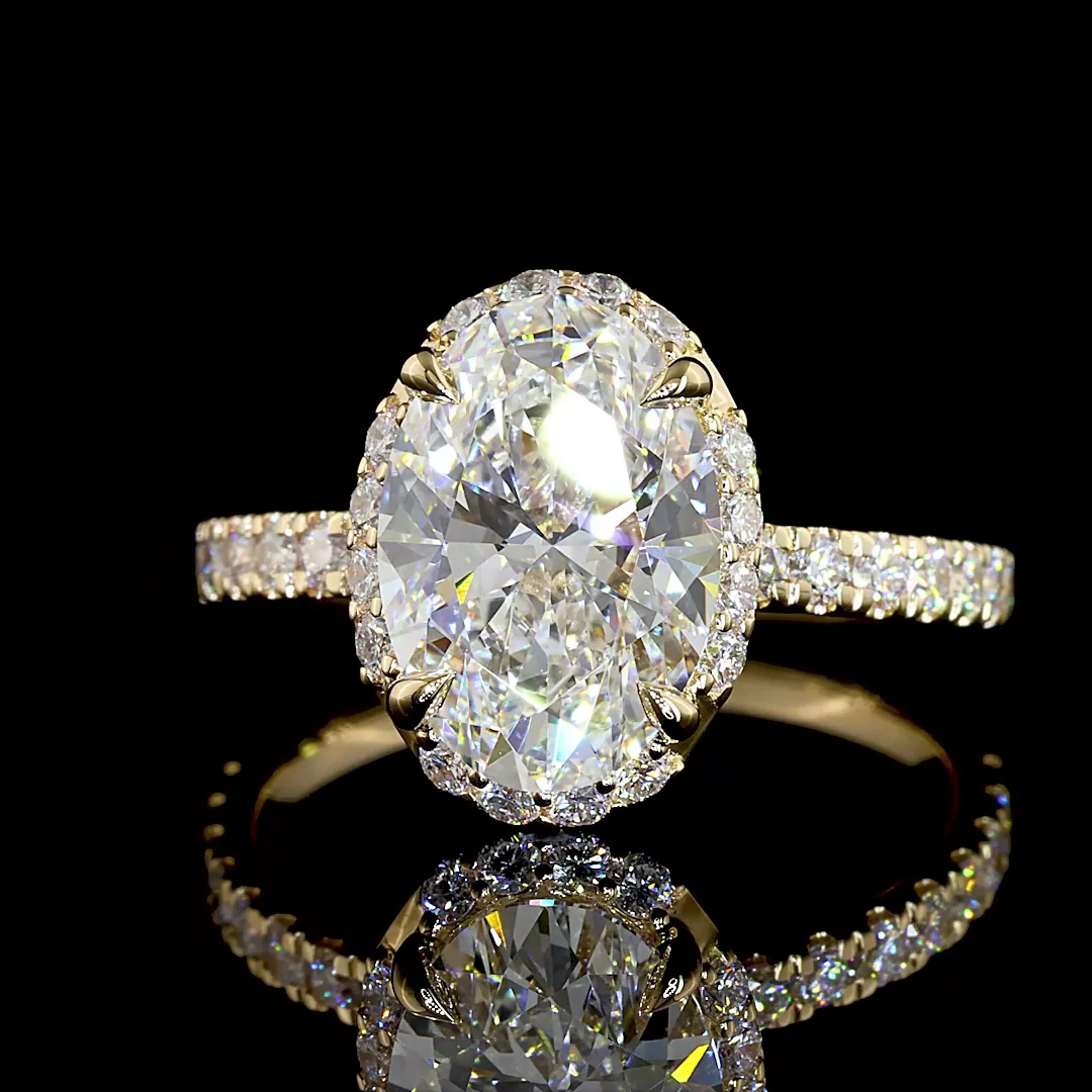 3.23 Cts 14k Yellow Gold Oval Shape Halo Ring - Image 2