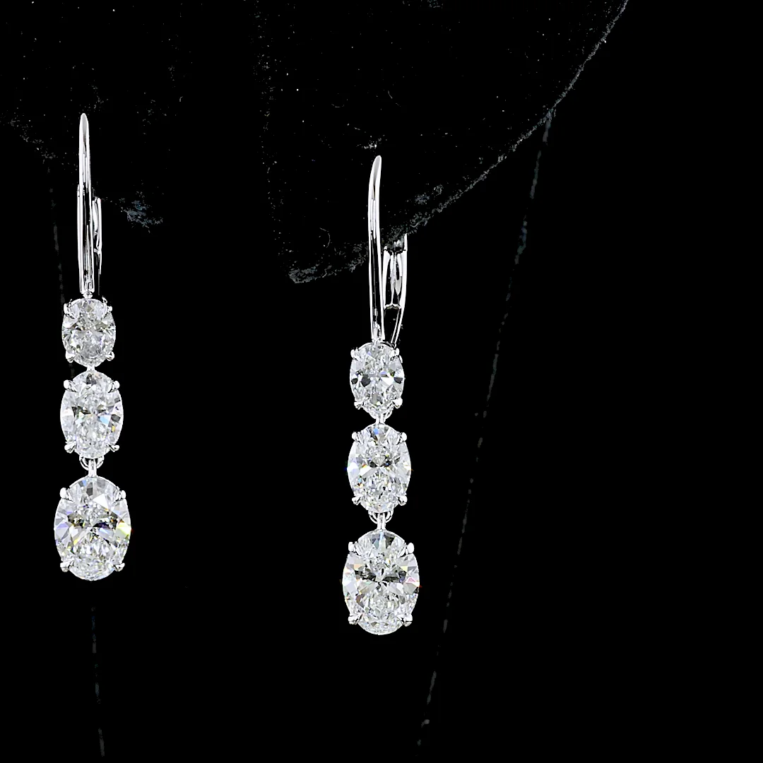 2.01 Cts 14k White Gold Oval Shape Hanging Earring - Image 4