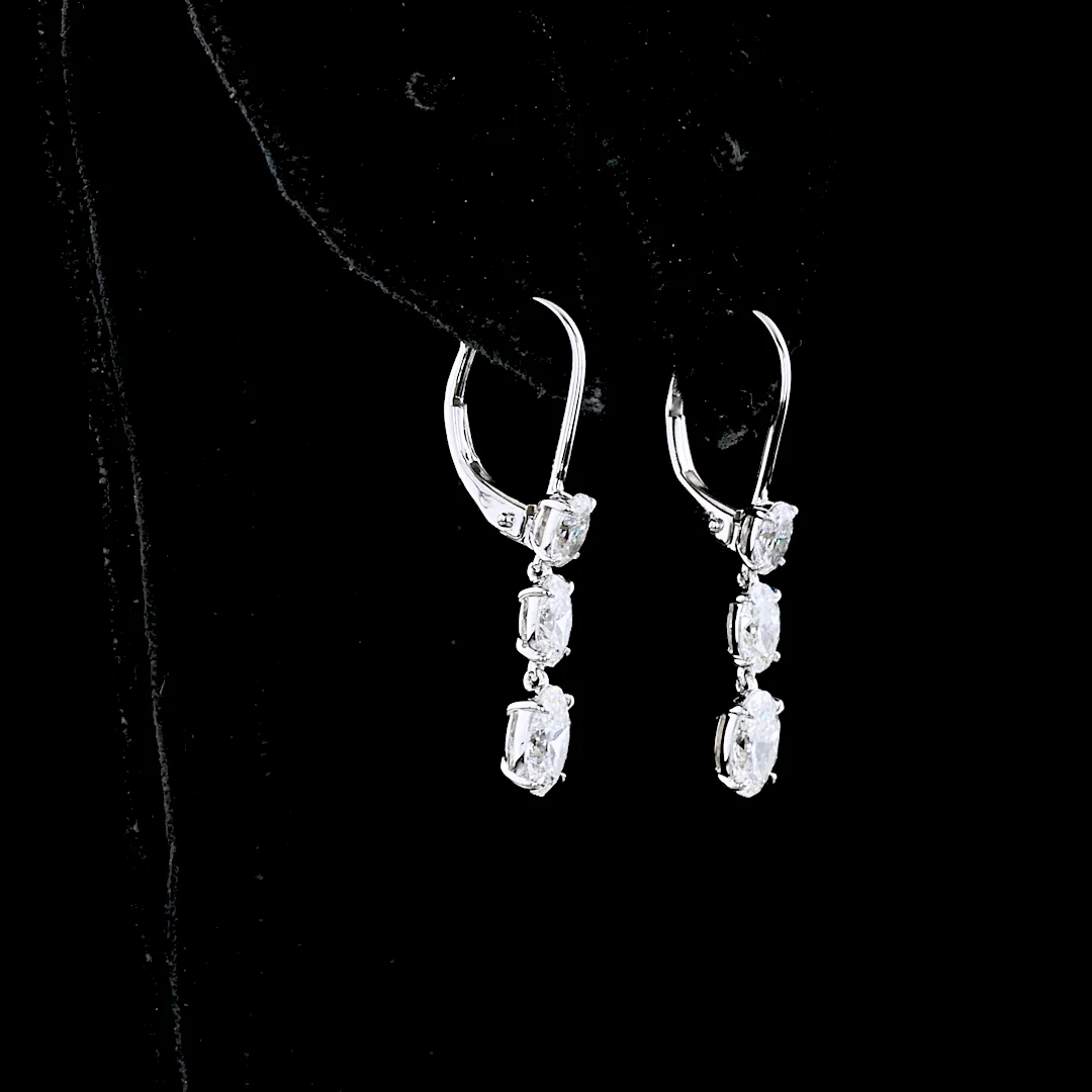 2.01 Cts 14k White Gold Oval Shape Hanging Earring - Video