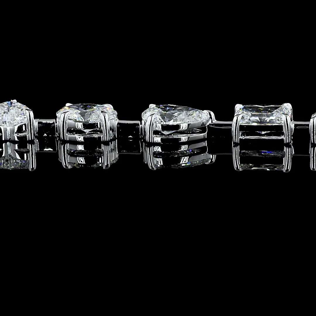 10.18 Cts 14k White Gold Mix Shape Station Bracelet - Image 4