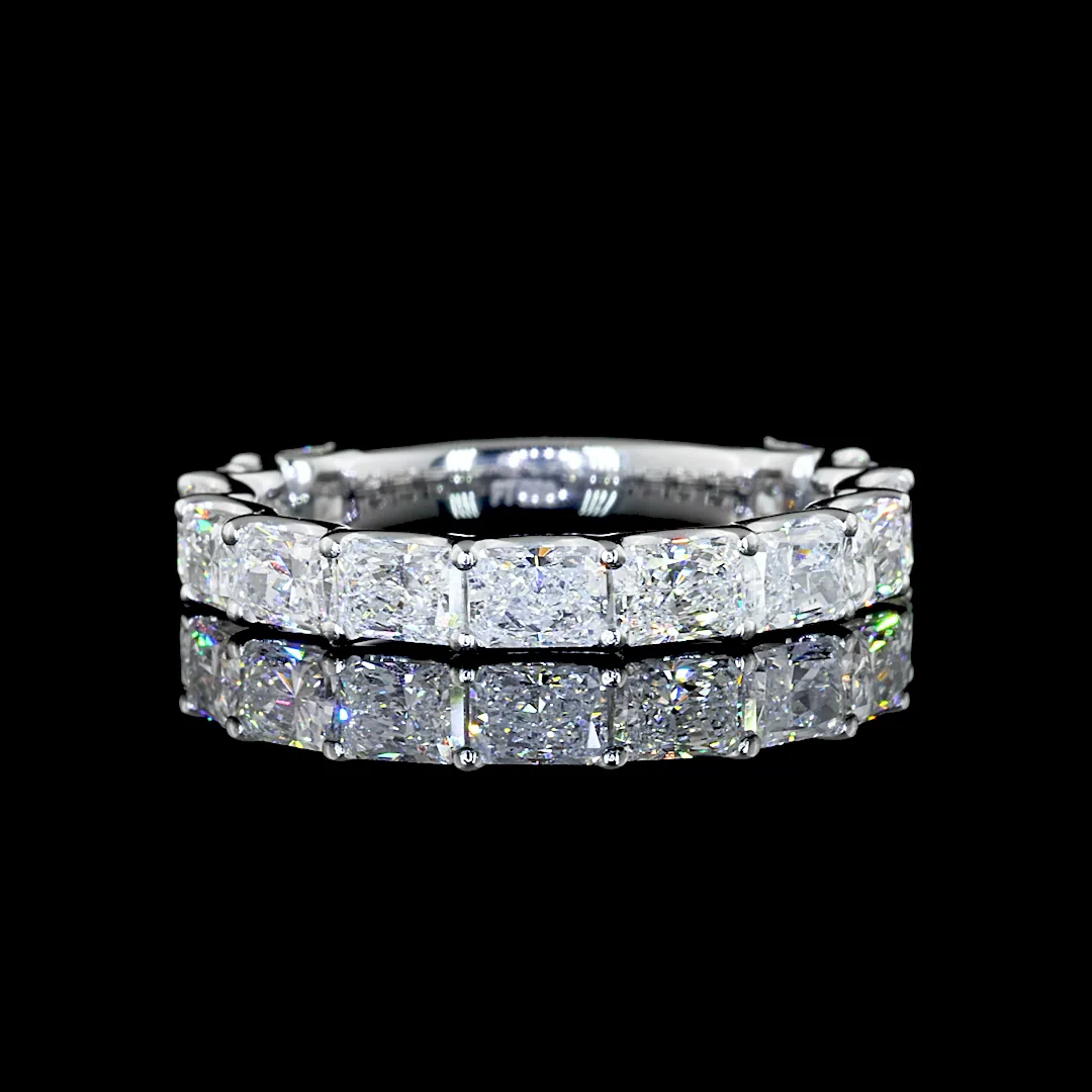 2.64 Cts Platinum Radiant Shape 3/4 Band Eternity Band - Video