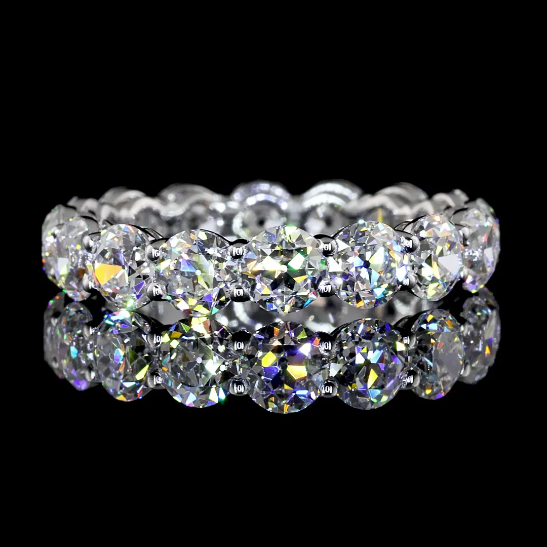 4.34 Cts 14k White Gold Old European Brilliant Shape Eternity Band Eternity Band - Video