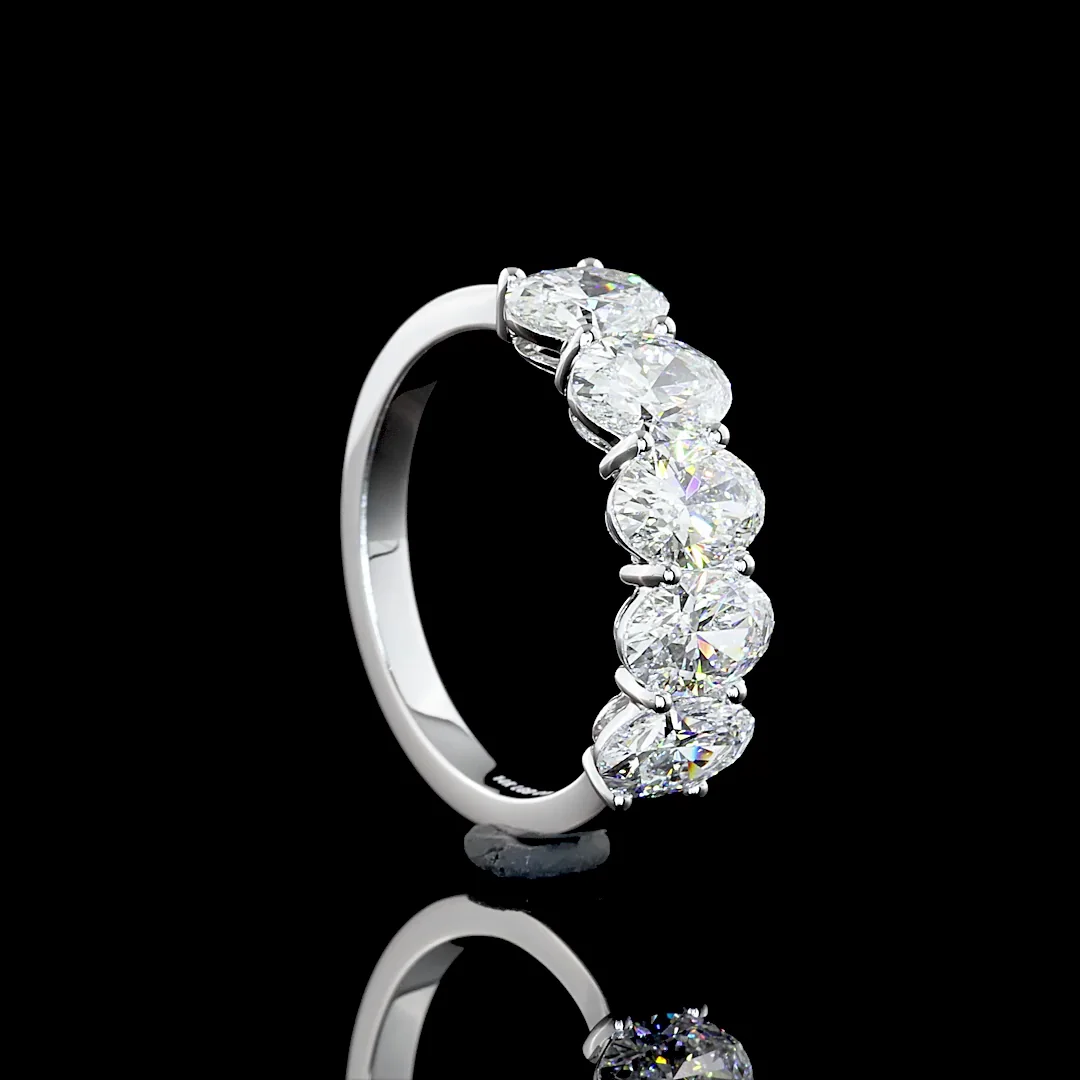 2.92 Cts 14k White Gold Oval Shape 5 Stones Eternity Band - Image 3