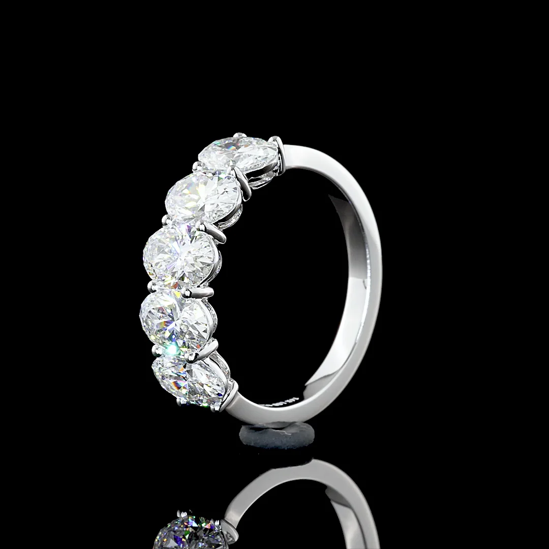 2.92 Cts 14k White Gold Oval Shape 5 Stones Eternity Band - Image 4