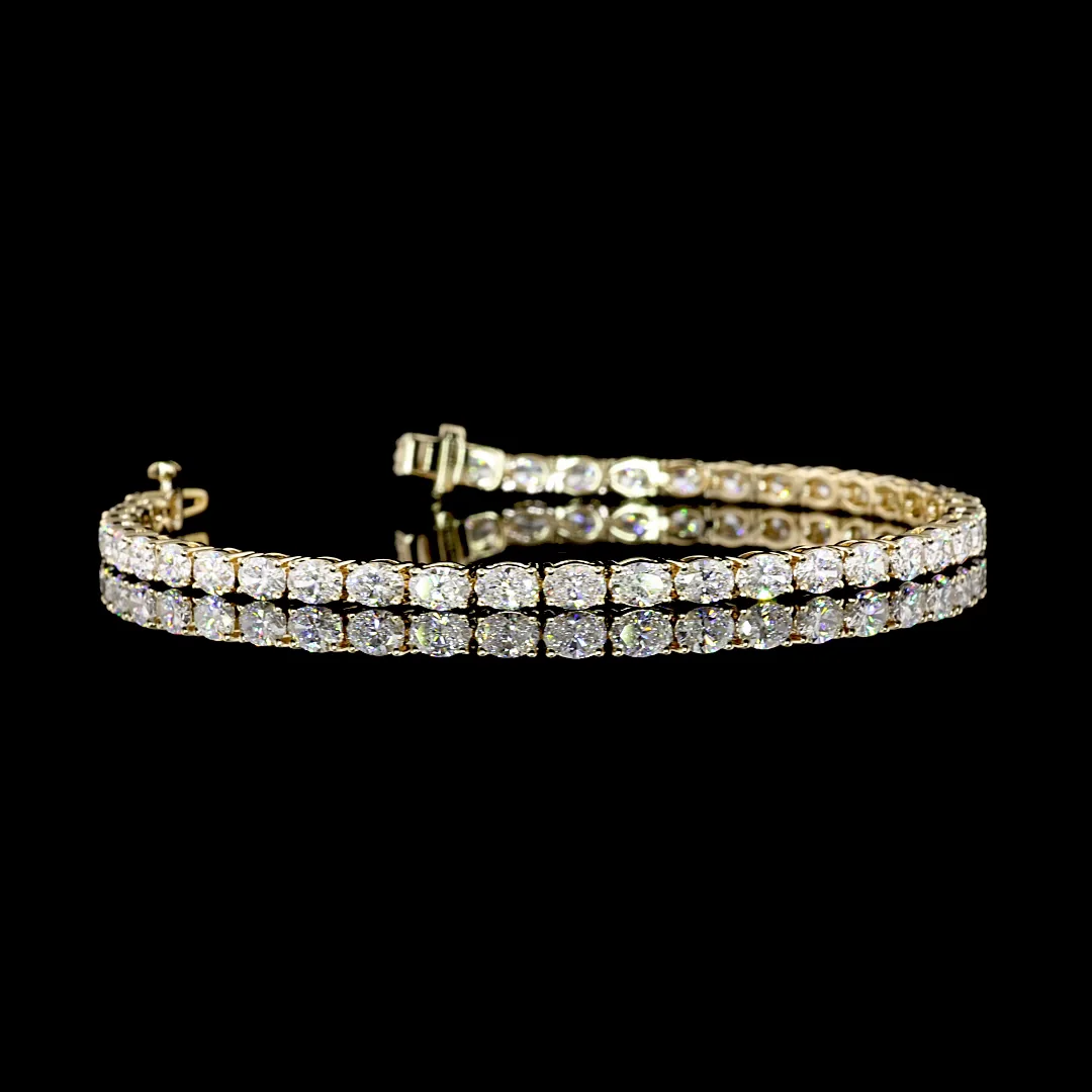 5.23 Cts 14k Yellow Gold Oval Shape Tennis Bracelet - Video